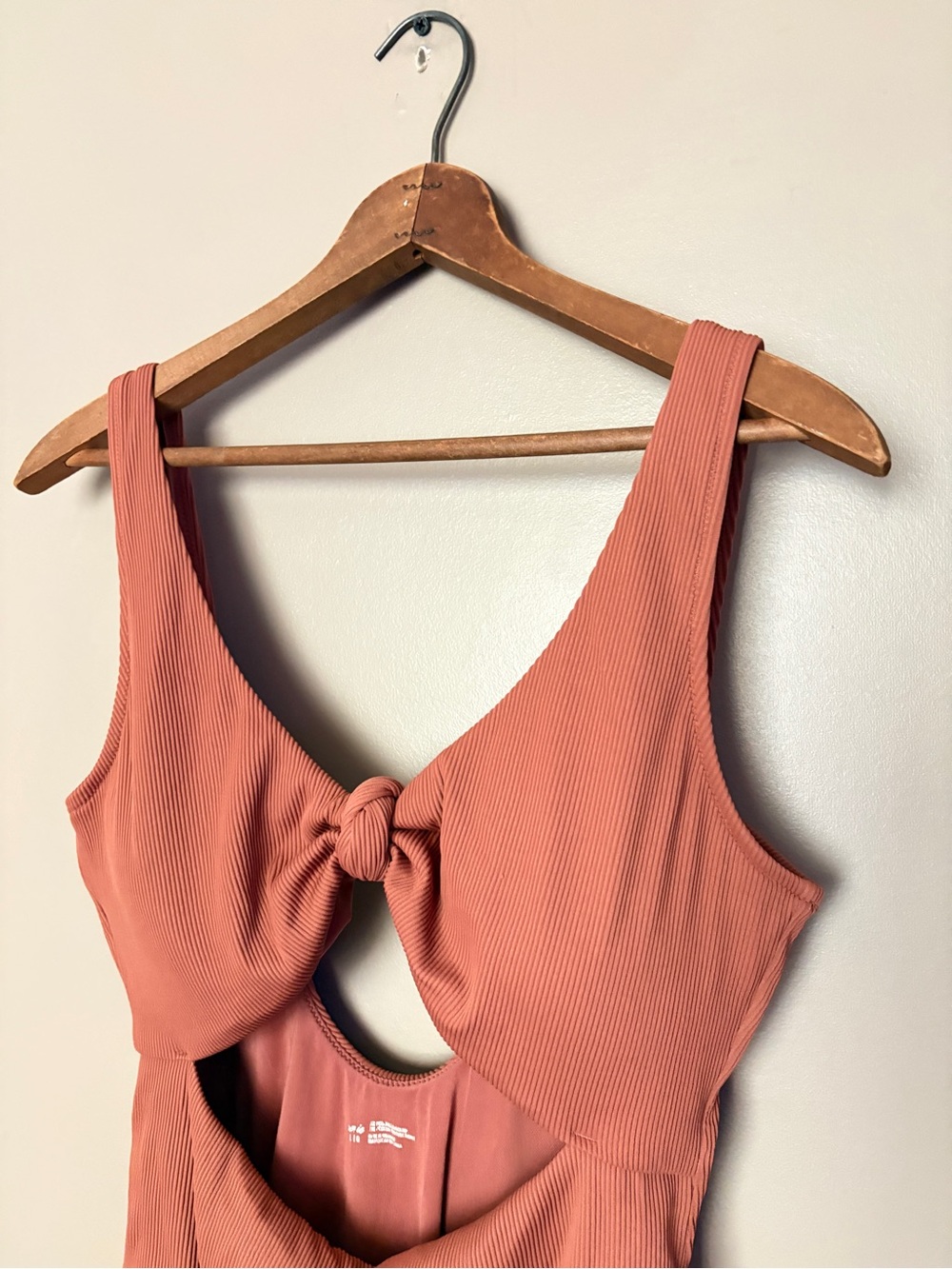 AERIE ribbed one knot tie swimsuit Terracitta monokini one piece swimsuit L EUC - Picture 5 of 12